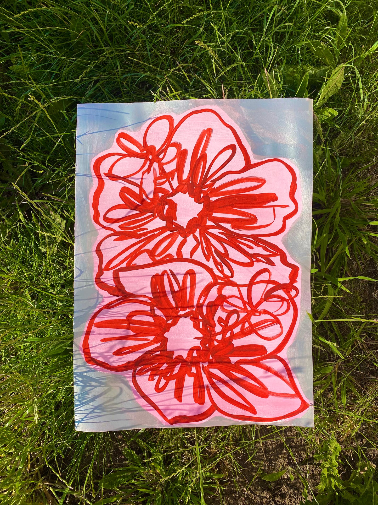 PINK AND SILVER HIBISCUS ORIGINAL